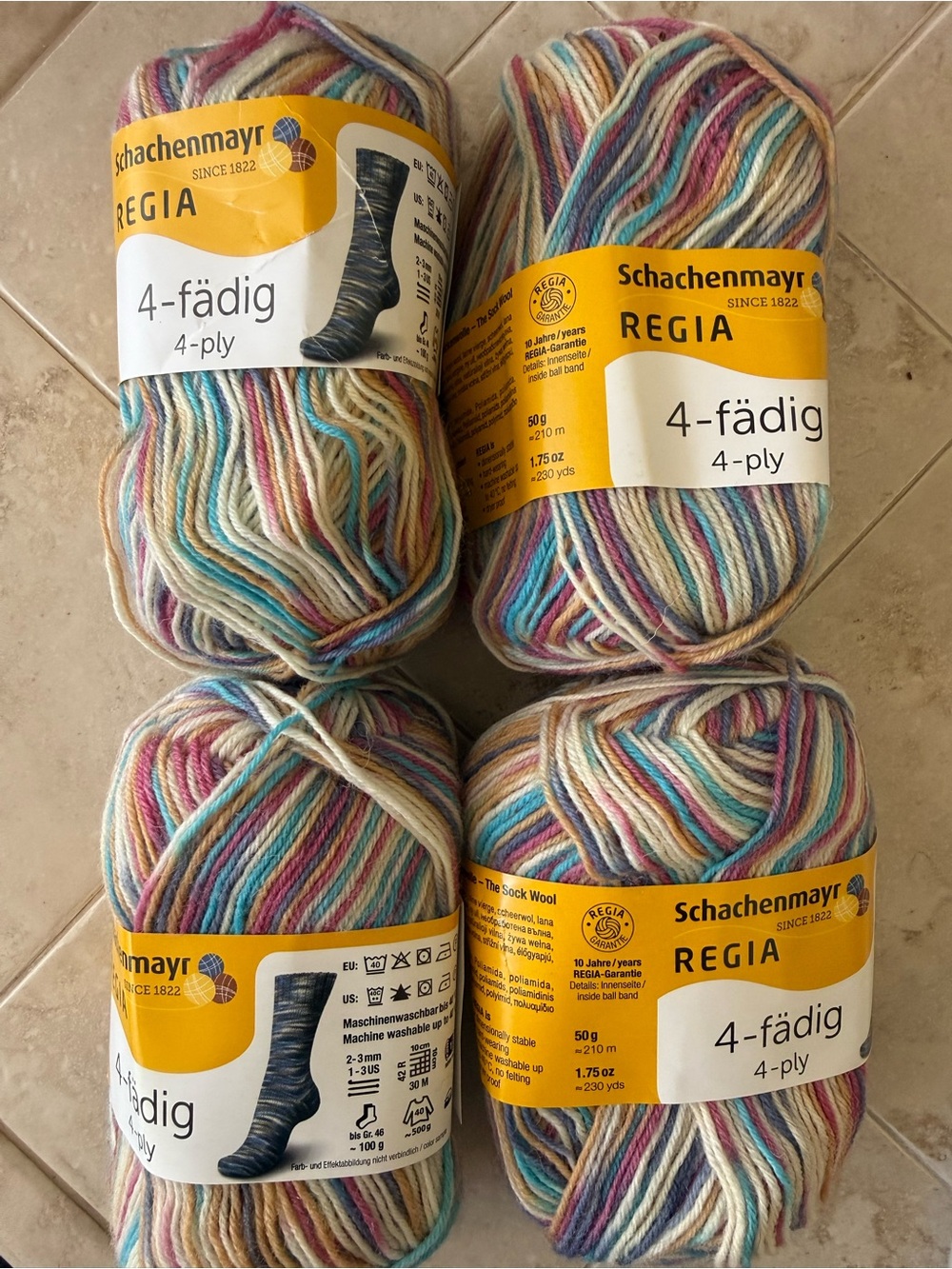 Schachenmayr Regia 4-fädig 4-ply Multicolor Sock Yarn 4 skeins